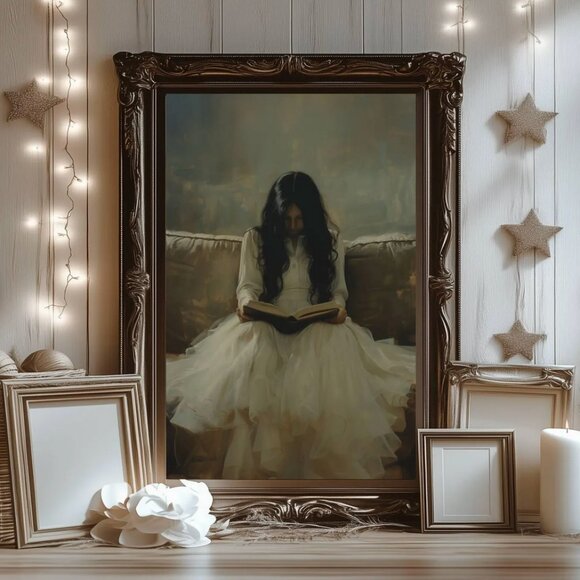 Original Dark Literary Art Print + Digital Copy, Vintage White Dress - Picture 5 of 10